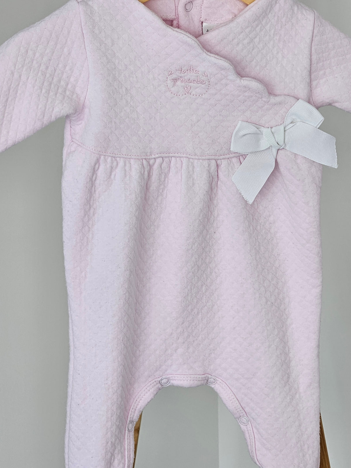 Tutto Piccolo Pink Sleepsuit With Bow Detail