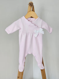 Tutto Piccolo Pink Sleepsuit With Bow Detail