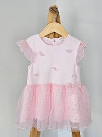 Mintini Pink Tutu Dress with Embroidered Butterflies