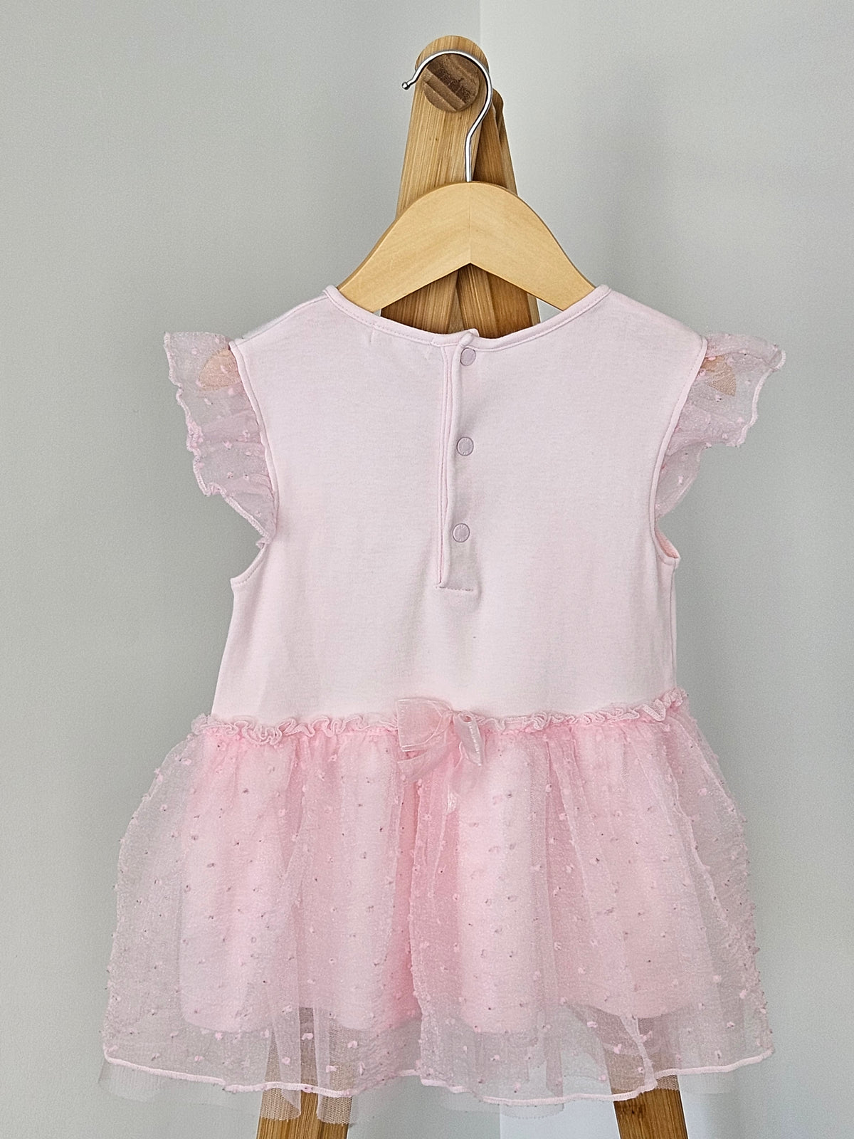 Mintini Pink Tutu Dress with Embroidered Butterflies