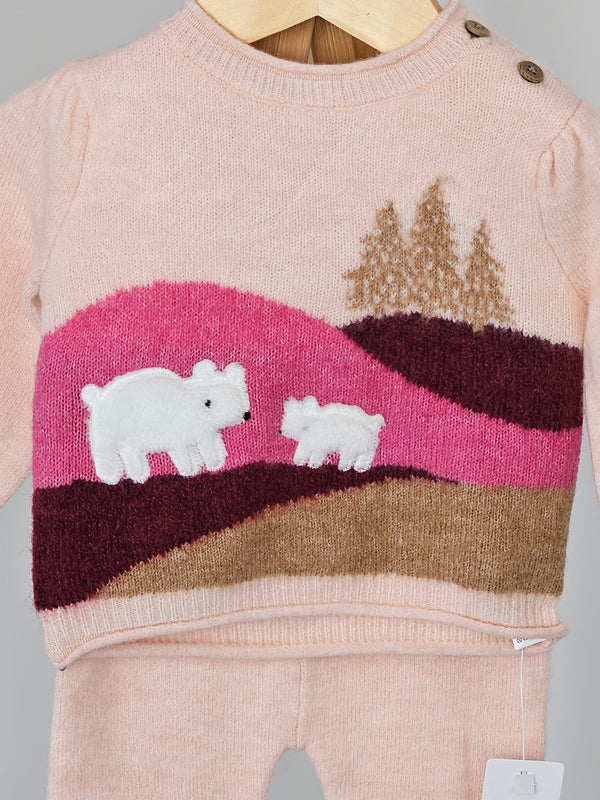 Pink Polar Bear Woolen Set