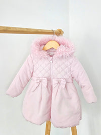 Mintini Baby Pink Bow Quilted Coat