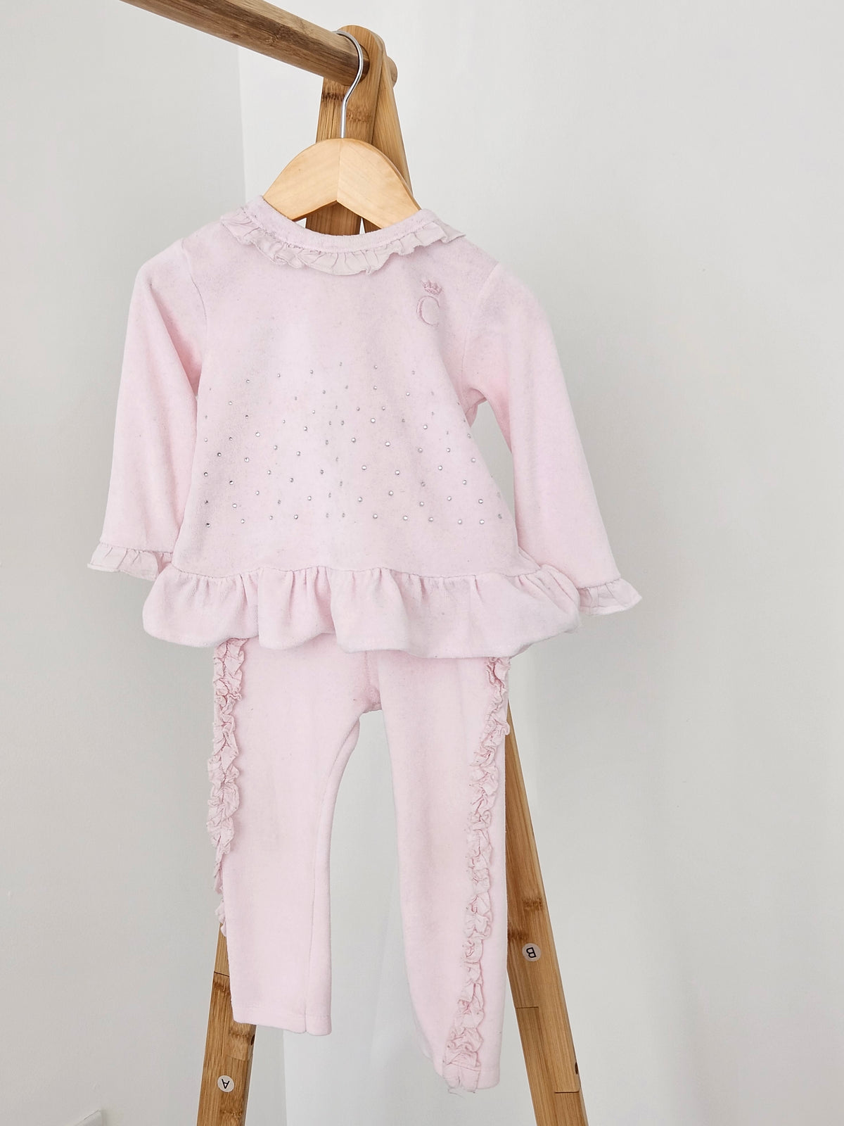 Caramelo Baby Girl Pink Velour Set