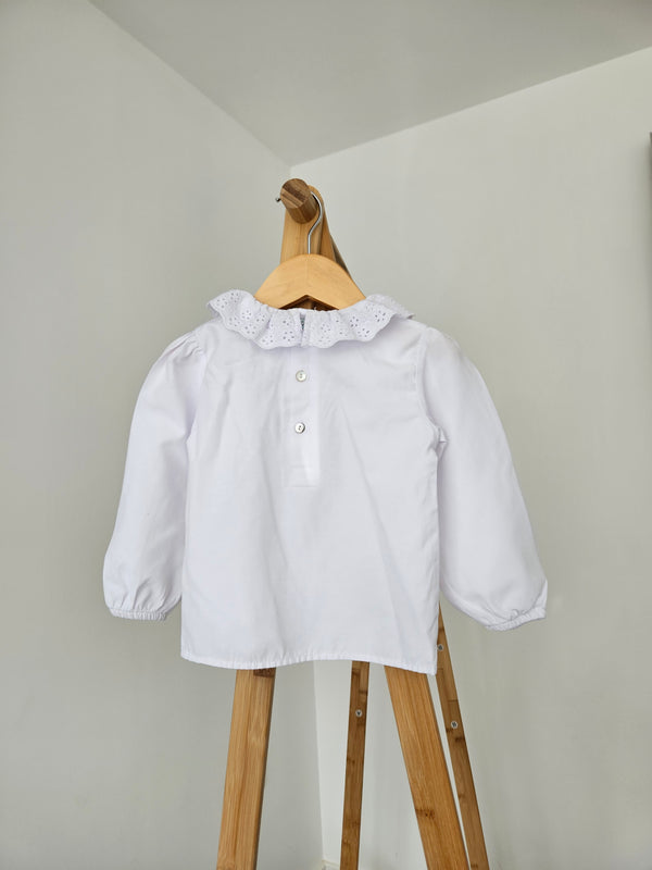 Caramelo Girls White Blouse with Frill Collar
