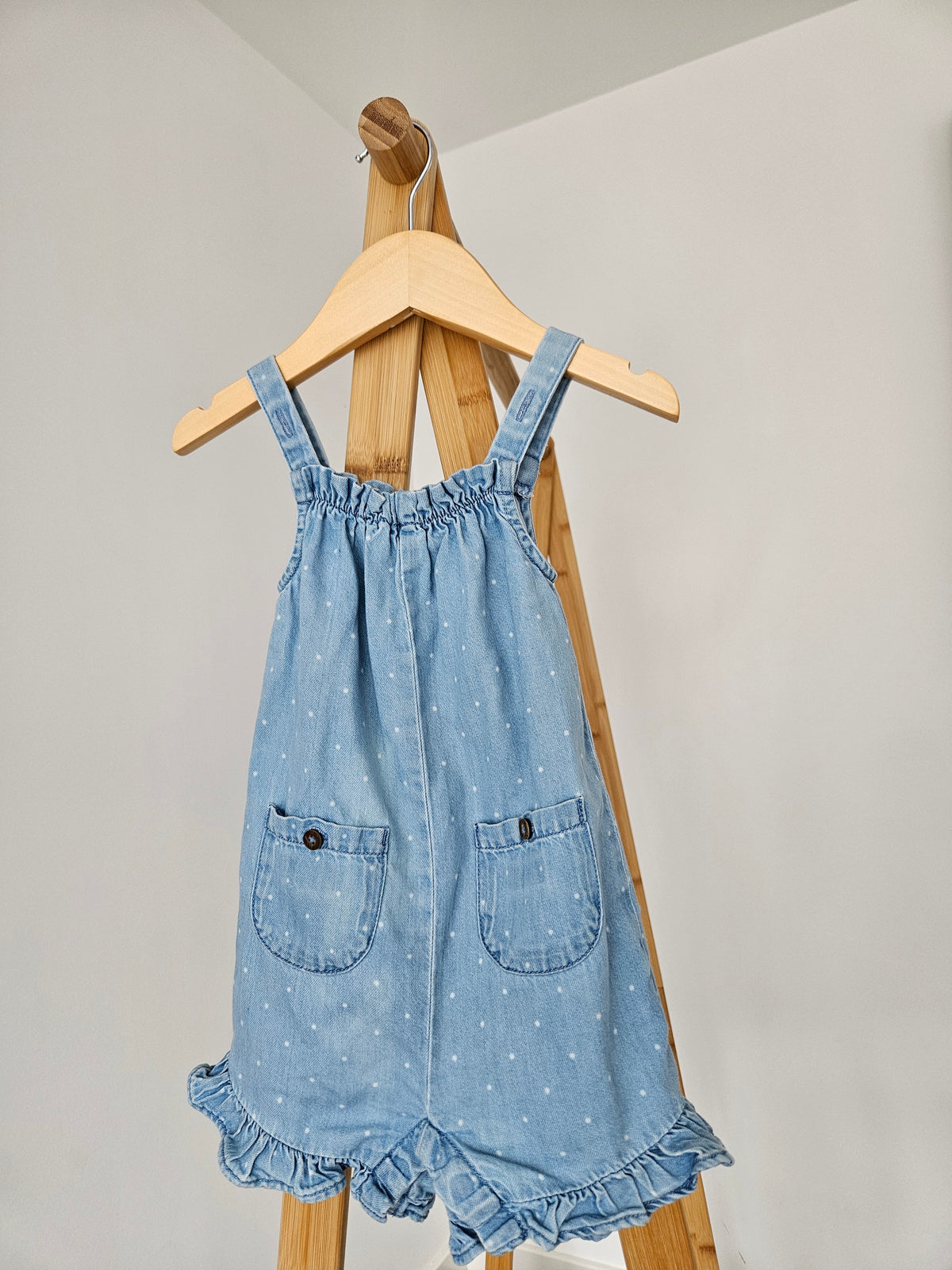 Next Baby Soft Denim Playsuit With Frill