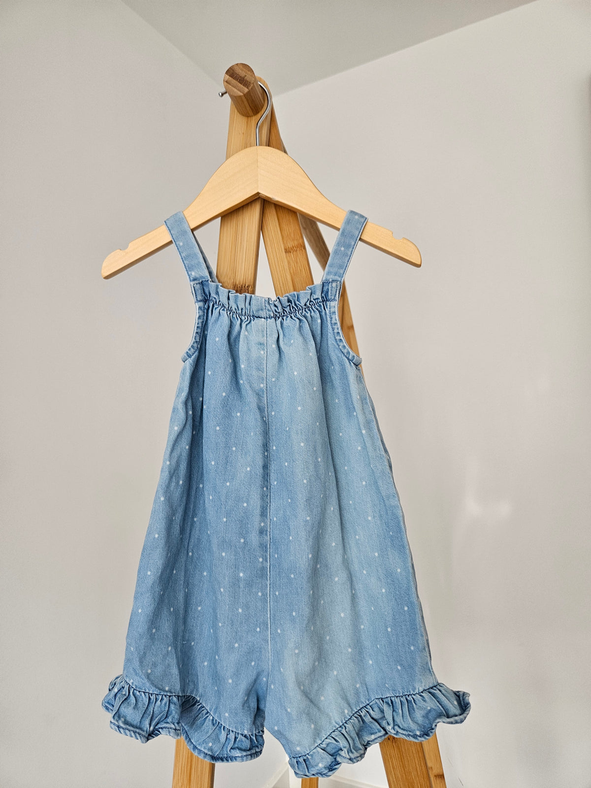 Next Baby Soft Denim Playsuit With Frill