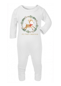 My First Christmas Reindeer Baby Sleepsuit or Vest