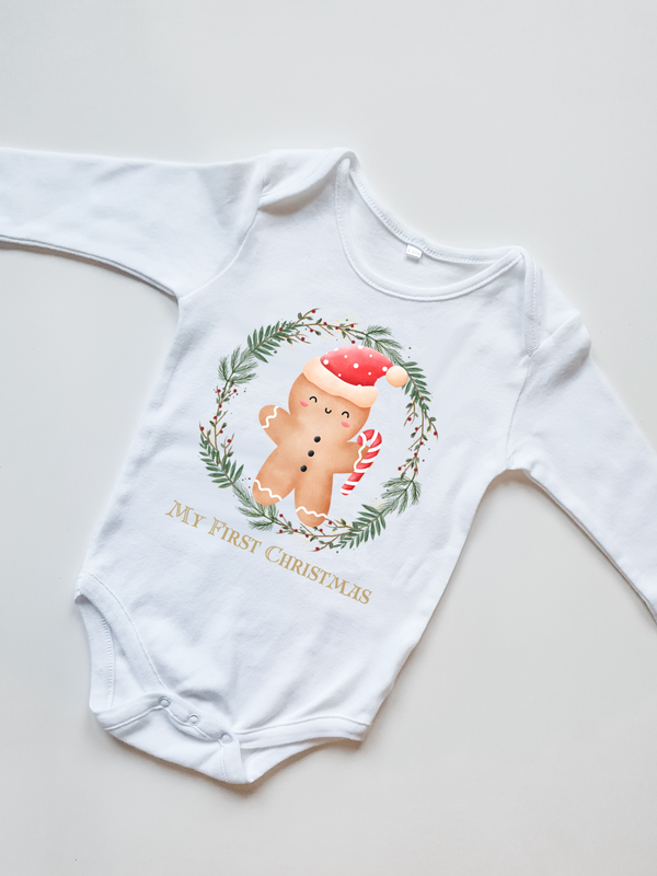 First Christmas Gingerbread Man Sleepsuit or Vest