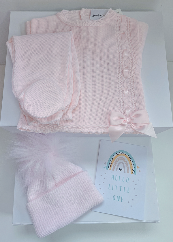 Baby Girl Knitted Gift Box - Contains Knitted Outfit & Hat