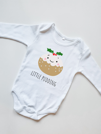 Christmas Little Pudding Baby Sleepsuit or Vest