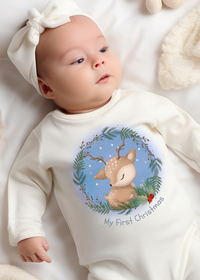 My First Christmas Reindeer Baby Sleepsuit or Vest