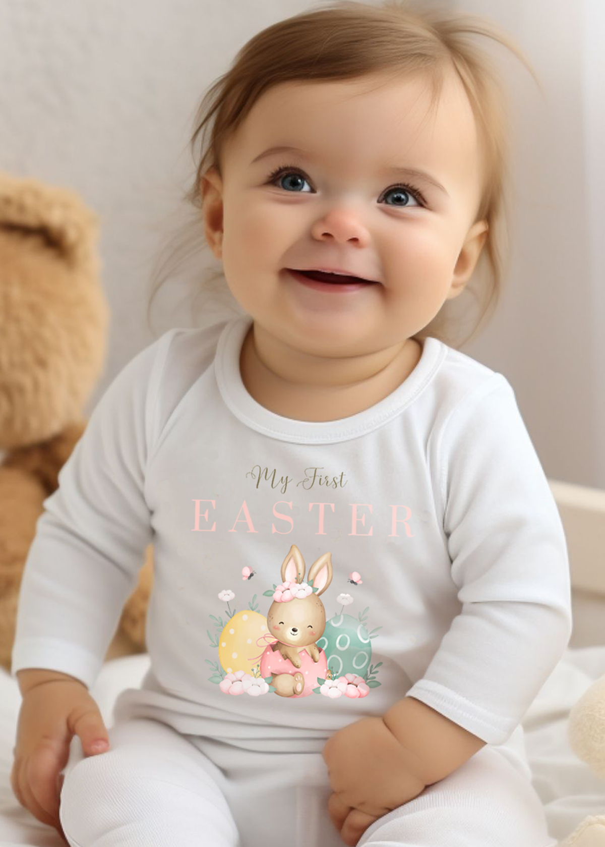 Baby Girls My First Easter Sleepsuit or Vest