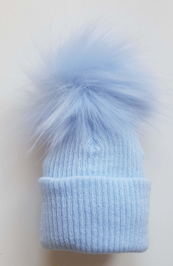 Blue Pom-Pom Hat