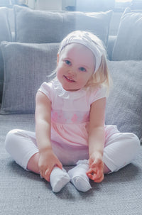 Baby Wearing Mintini Baby Pink Stripe 3 Piece Dress Set 2