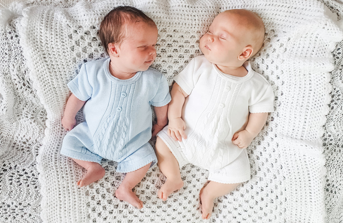 Two Babies Wearing Dandelion Baby Romper