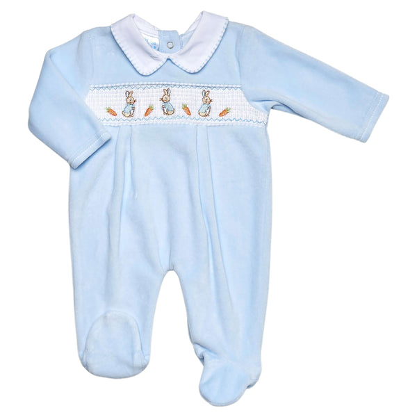 Baby Boy's Blue Velour Sleepsuit