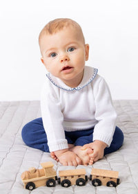 Dandelion White and Navy Knitted Trouser and Top Set 2 piece Dandelion 
