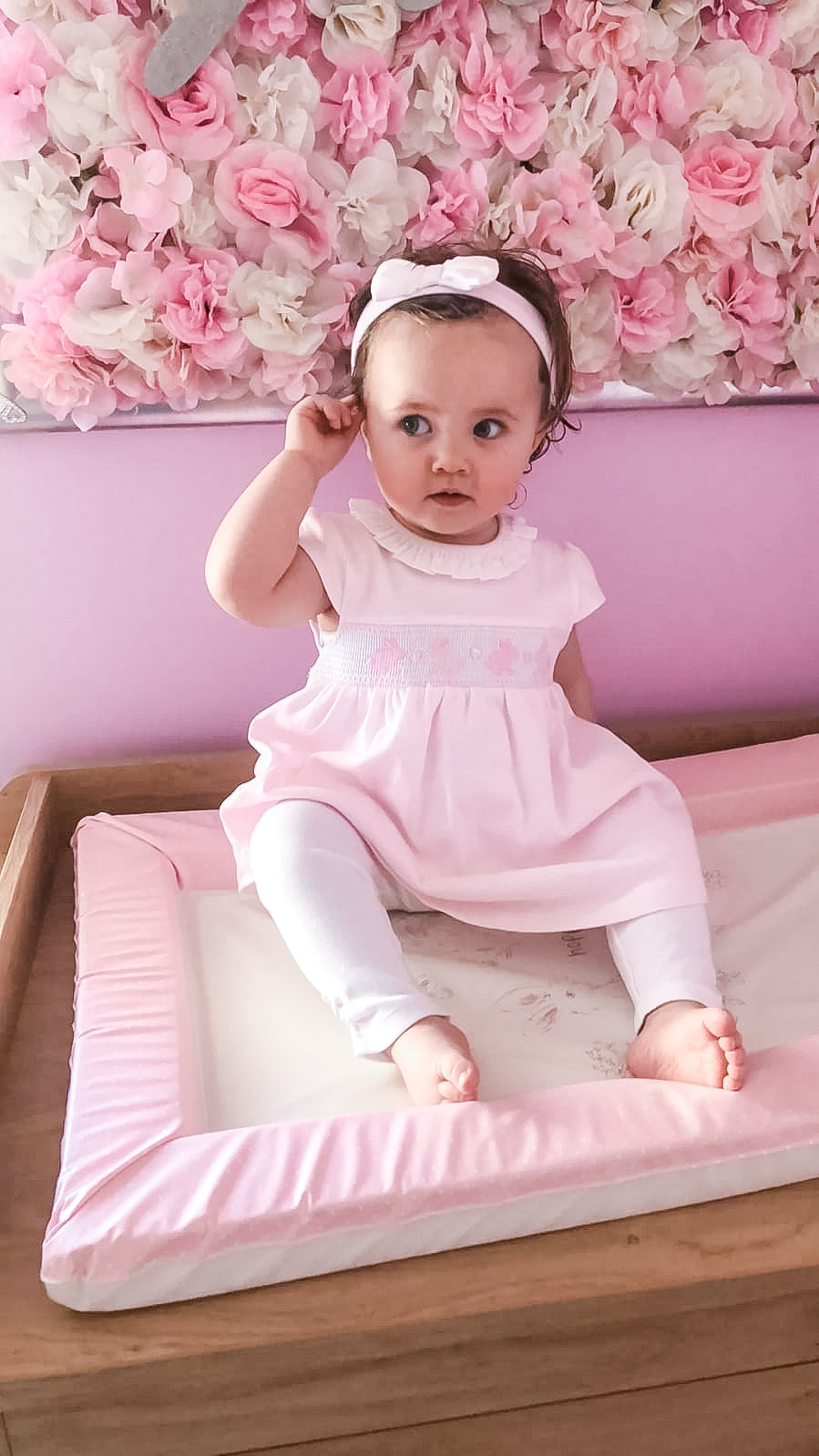 Baby Wearing Mintini Baby Pink Stripe 3 Piece Dress Set