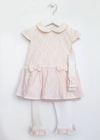 Mintini Baby Peach 3 Piece Lace Dress Set