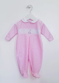 Pink Cotton Baby Girl Duck Sleepsuit