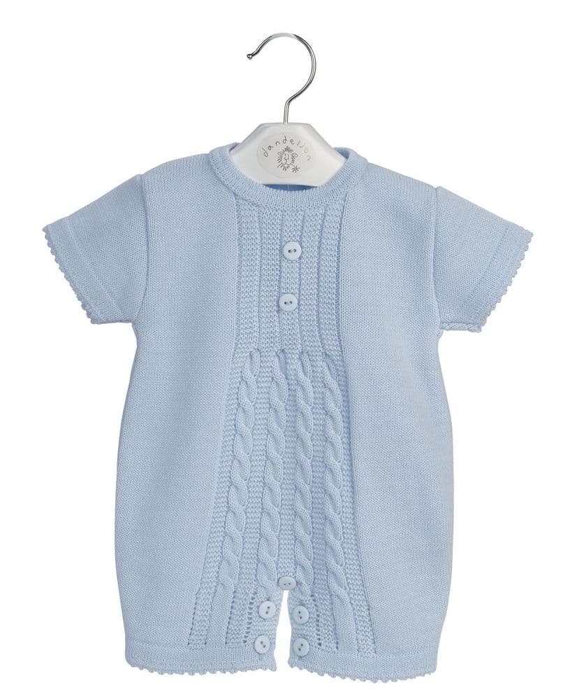 Dandelion Blue cable knitted Romper - Main Image
