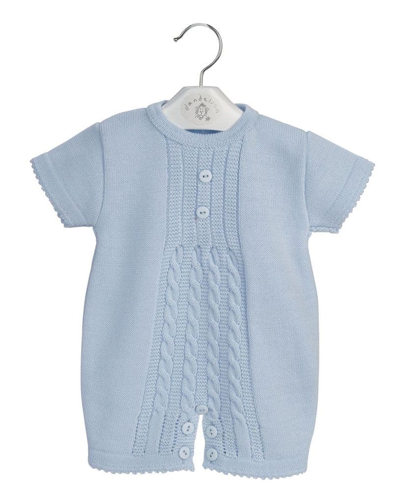 Dandelion Baby Blue Knitted Romper