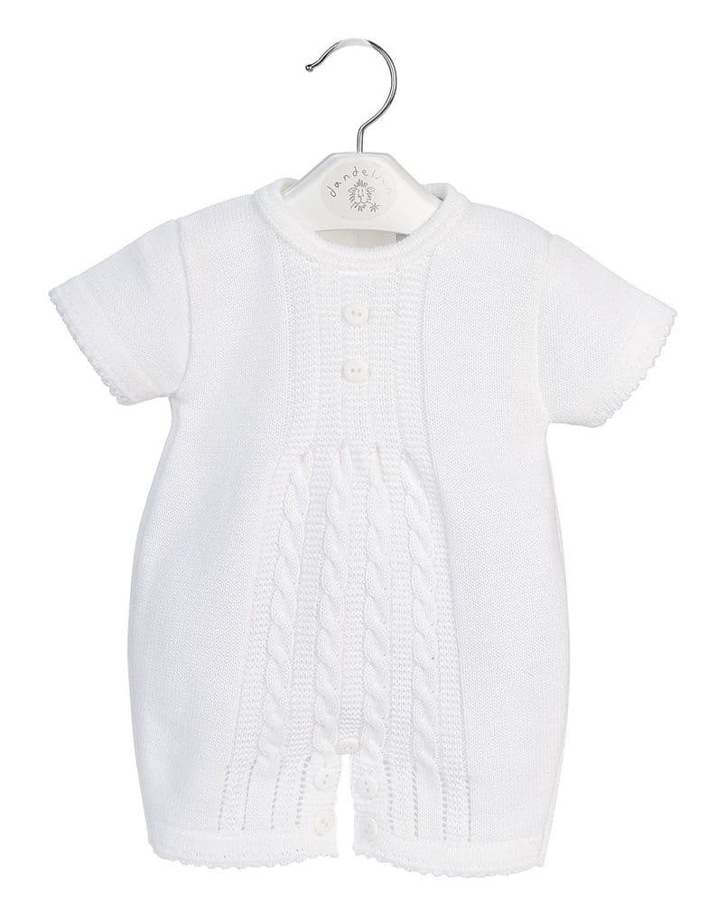 Dandelion White Cable knitted Romper