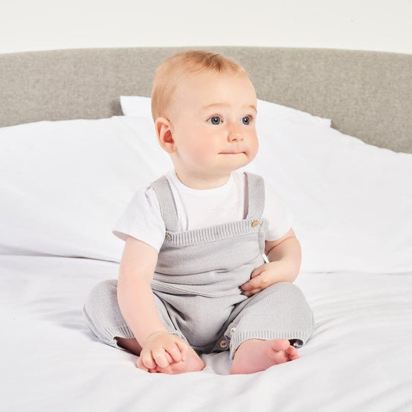 Grey Baby Knitted Dungarees