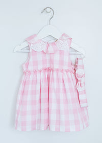 Mintini Baby Pink Check 3 Piece Dress Set