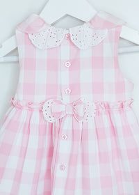Mintini Baby Pink Check 3 Piece Dress Set - Close up