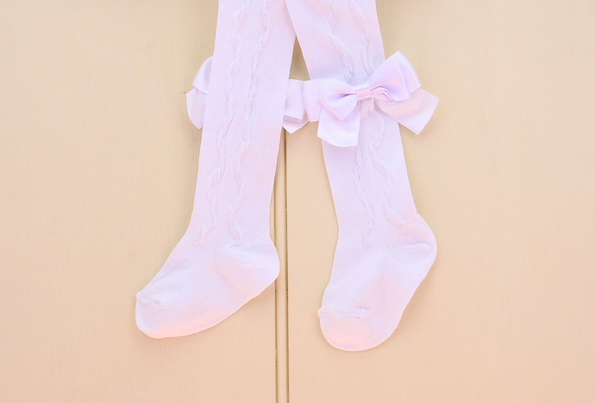 White Bow Baby Tights - detail