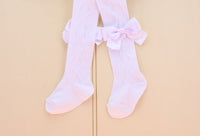 White Bow Baby Tights - detail