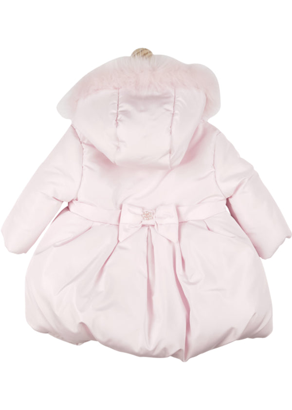  Mintini Baby Pink Bow Quilted Coat - back