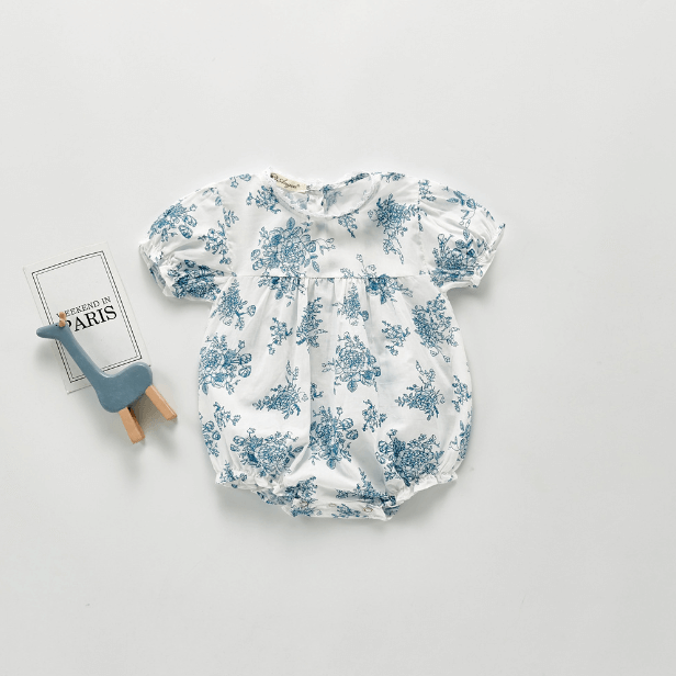 Blue and White Baby Romper