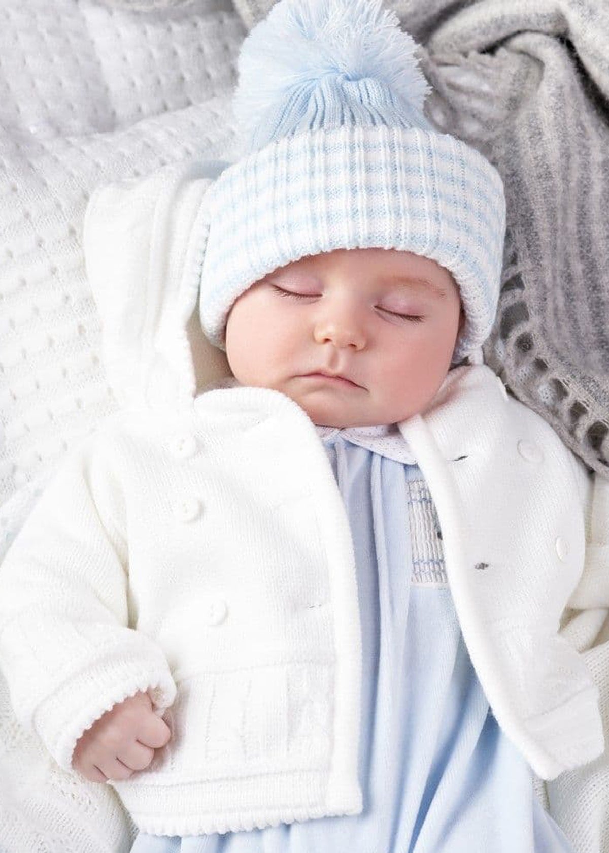 Dandelion Unisex White knitted Baby Jacket - lifestyle
