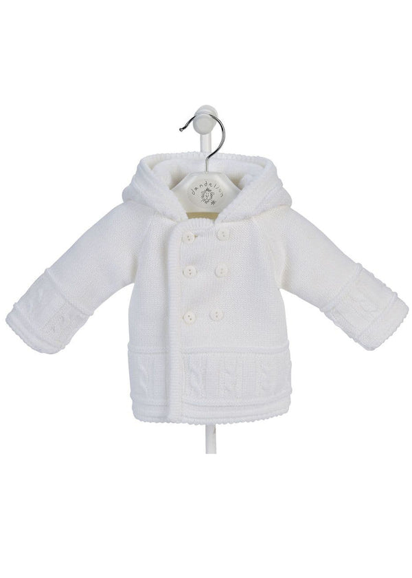 Dandelion Unisex White knitted Baby Jacket 